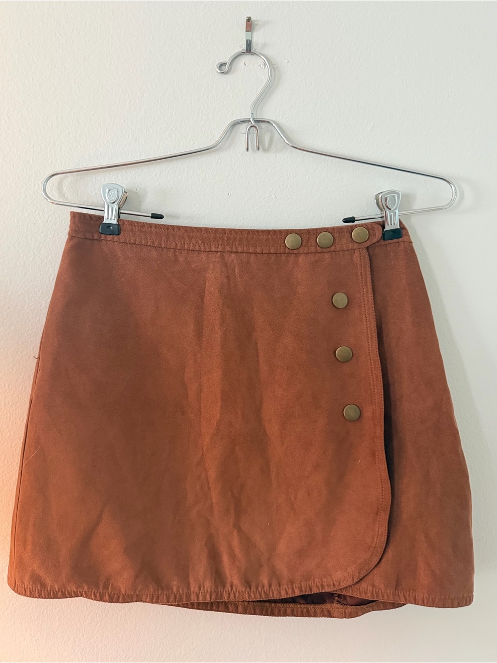 La Hearts Rust Orange Wrap-Style Mini Skirt
